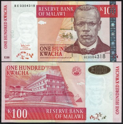 !!! MALAWI - 100 KWACHA 30.X.2005 - P 54 a - UNC foto