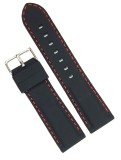 Cumpara ieftin Curea Silicon Fin Hipoalergenic Negru cu Cusătură Roșie &ndash; 18/20/22/24 mm