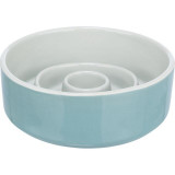 Cumpara ieftin Bol Ceramic pentru Hranire Lenta, 0.45 l 14 cm, Gri Albastru, 24520, Trixie