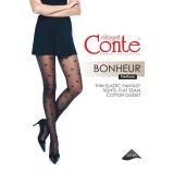 Ciorap cu model inimioare, Conte Fantasy Bonheur, Nero, 2-S Standard
