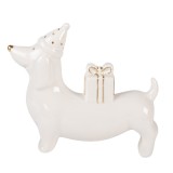 Cumpara ieftin Figurina Catelus portelan alb auriu 15x4x13 cm