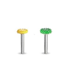 Tvrdokovov&aacute; rotačn&aacute; ihličkov&aacute; ra&scaron;plička tvar ROTAČNA HRANA - pr.9,5 mm, stopka 3 mm, Granulatie Saburr ASPRA - VERDE