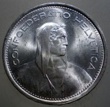 F.584 ELVETIA 5 FRANCS FRANCI 1969 B XF/AUNC ARGINT
