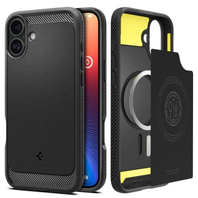 Husa iPhone 16 Plus Spigen Rugged Armor MagSafe, negru mat foto
