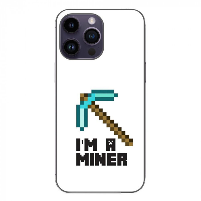 Husa compatibila cu Apple iPhone 15 Pro Max Silicon Gel Tpu Model Minecraft Miner