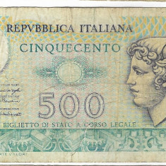 Bancnota 500 lire 1976 - Italia, cu rupturi