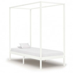 Cadru pat cu baldachin, alb, 100 x 200 cm, lemn masiv de pin foto