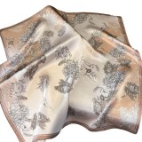 Esarfa satin bej floral fin