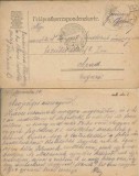 CP1735N Feldkorrespondezkarte, carte poștală militară, Magyar kir&aacute;lyi I honv&eacute;d lovas t&uuml;z&eacute;r oszt&aacute;ly, T&aacute;bori postahivatal 13, expediată la Arad, 1916