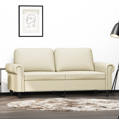 vidaXL Canapea cu 2 locuri, crem, 140 cm, piele ecologică 359505 foto