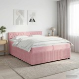 Cumpara ieftin Pat boxspring cu saltea cu headboard Roz 200 x 200 cm Catifea