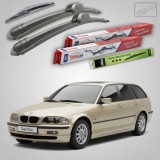 Cumpara ieftin Ștergătoare BMW Seria 3 Touring (E46) 1999-2005 | Set Față și Spate Flat &ndash; TeamCar&reg;