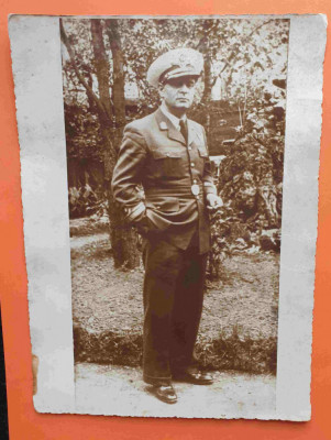 Fotografie veche - aviatie - Pilot - aviator roman in uniforma anii 1940 ww2 foto