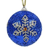Ornament Brad de Craciun Glob din Spuma Albastru cu Glitter Auriu, CMCLASS
