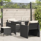 VidaXL Set mobilier de grădină cu perne, 4 piese, negru, poliratan