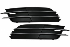 Set Grila Bara Fata Audi A6, C7, 4G, 2011-2014, fara loc de proiectoare, Cromate