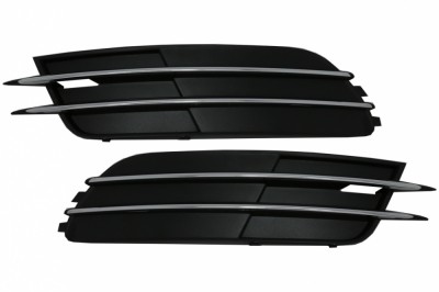 Set Grila Bara Fata Audi A6, C7, 4G, 2011-2014, fara loc de proiectoare, Cromate AutoProtect KeyCars foto