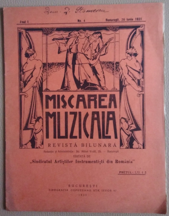 Revista Mișcarea Muzicală : sărbătorirea lui George Enescu - 1931