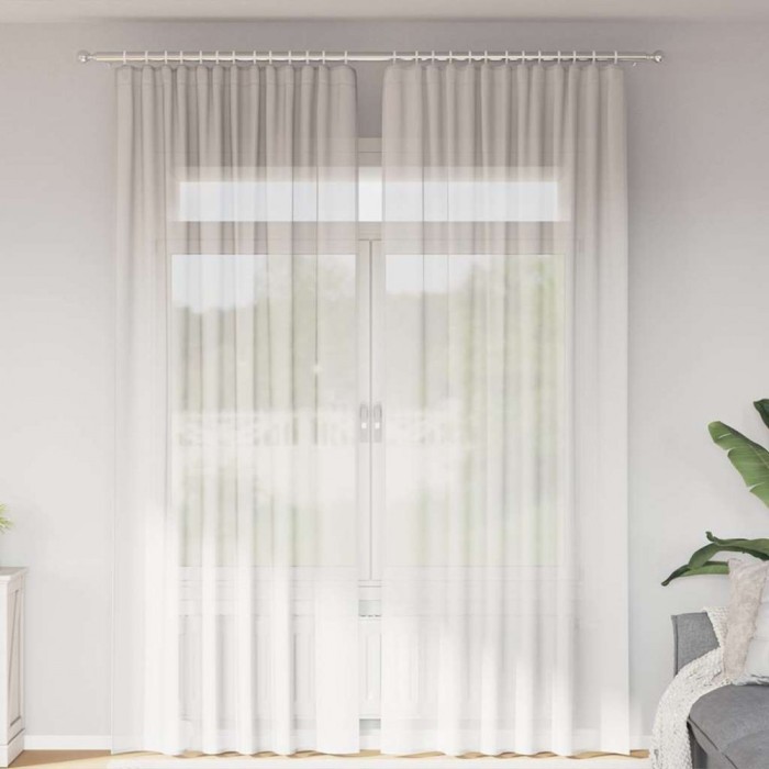 vidaXL Perdele Voile cu buzunare pentru bare 2 buc Alb