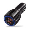 Incarcator auto universal, 2 x USB, Quick Charge 3.0, 12-32V, 7.8 x 3.2 x 3.2 cm, Negru, Oem