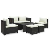 vidaXL Set mobilier de grădină cu perne, 6 piese, maro, poliratan 47808
