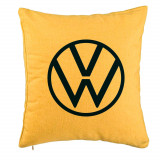 Perna Decorativa, Model Volkswagen, 40x40 cm, Galben, Husa Detasabila, Burduf