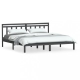 Cumpara ieftin Cadru de pat, gri, 200x200 cm, lemn masiv de pin