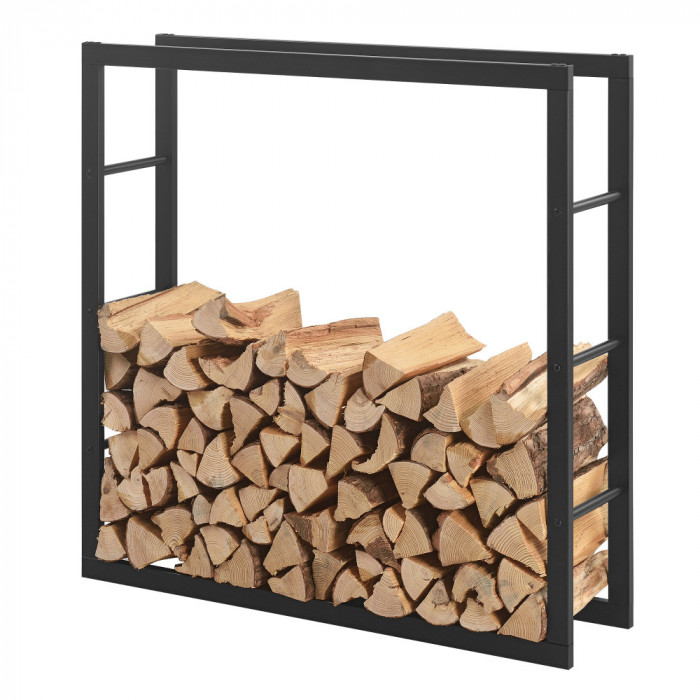 Suport lemne de foc Taby 100 x 25 x 100 cm otel negru [en.casa] HausGarden Leisure