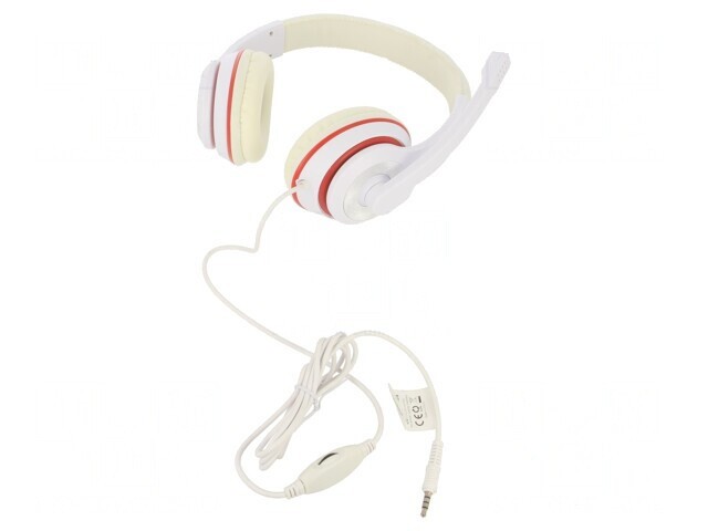 Căști Over-Ear cu Microfon Alb-Roșu Jack 3.5mm 1.8m