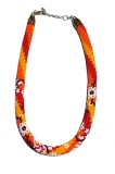 B349. Colier Handmade Floral din Margele Myiuki, Portocaliu-Rosu, 45 cm, RavariuArt