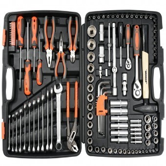 Trusa tubulare 1/2&amp;quot;-1/4&amp;quot;,unelte si chei combinate Cr-V, 122 piese foto