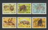 123-AJMAN 1966-Serie de 6 timbre ANIMALE-lei elefanti-zebre,camila,rinocer,urs, Nestampilat