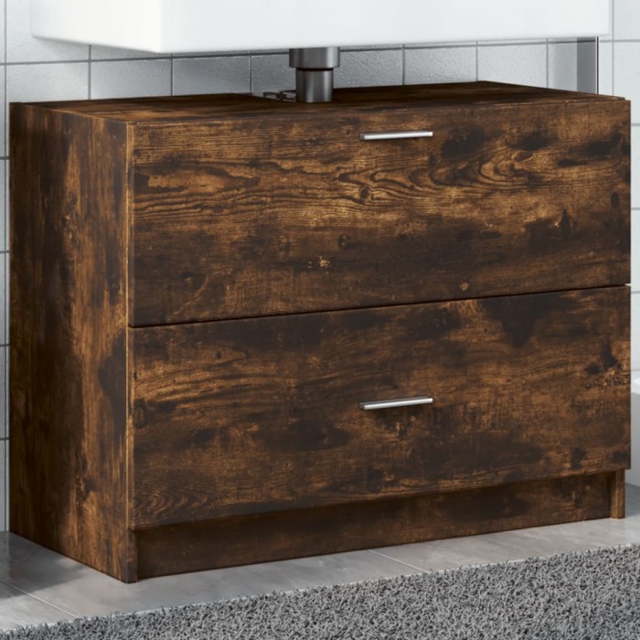 vidaXL Dulap de chiuvetă, stejar afumat, 78x37x59 cm, lemn prelucrat