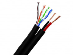 Cablu de retea UTP CAT5 cu alimentare 2x1mm, ideal pentru montaj camere, rola 100m foto