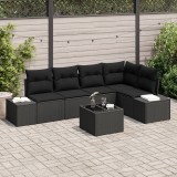 Set Canapea Gradina Ratan, Perne Bej, Modular, 5 Locuri, Negru/Bej