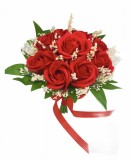 Buchet mic personalizabil cu trandafiri si floarea miresei (Rosu), Eventissimi&reg;
