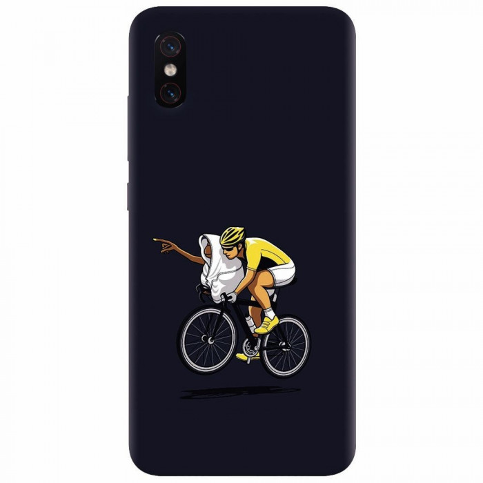 Husa silicon pentru Xiaomi Mi 8 Pro, ET Riding Bike Funny Illustration