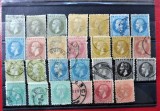 Romania 1872 - 1880 - Carol I - Lot 27 timbre deparaiate - emisiunea Paris , emisiunea Bucuresti 1, emisiunea Bucuresti 2 - stampilate (T153)