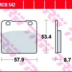 Set placute frana fata-spate TRW MCB542 - Suzuki VS 750 Intruder - VS 800 Intruder - GSX 1100 - GSX-R 1100 - VS 1400 Intruder - Yamaha SRX 250