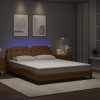 VidaXL Cadru pat cu lumini LED, cappuccino, 160x200 cm piele ecologică 3214121