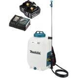 Makita DUS158Z + 2 x BL1830B + DC18RC - Pulverizator 5 bar 15 l + Set 2 acumulatori si incarcator Li-Ion 18 V 3 Ah