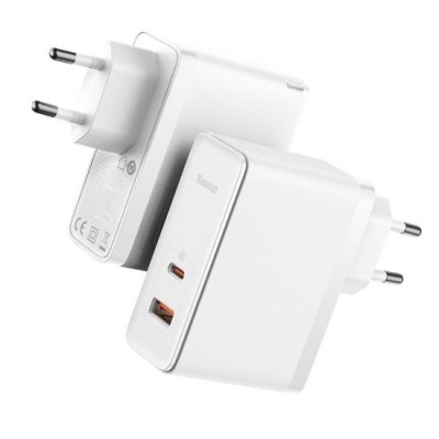 Incarcator EU 2in1, 100W, Cablu Type-C, 1m - Baseus GaN5 Pro (CCGP090202) - White foto