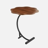 Masuta cafea din lemn in forma de C pentru spatii mici, sufragerie, dormitor, birou design floare