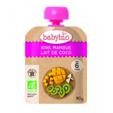 Piure Pouch din kiwi, mango si cocos, 90 g, Babybio