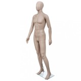 Manechin Barbati Bej, 187 cm, Cap Rotund, Baza Sticla, Pentru Expozitii Moda, Magazin Haine, Accesorii