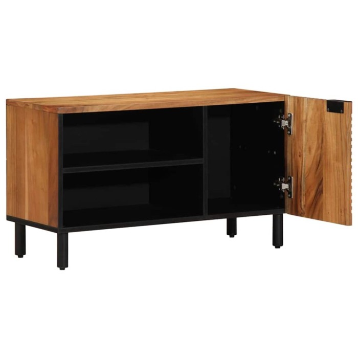 vidaXL Dulap TV cu raft Maro 80 x 31.5 x 46 cm Lemn masiv de acacia