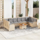 Cumpara ieftin Set mobilier de grădină, 7 piese, cu perne, bej, poliratan