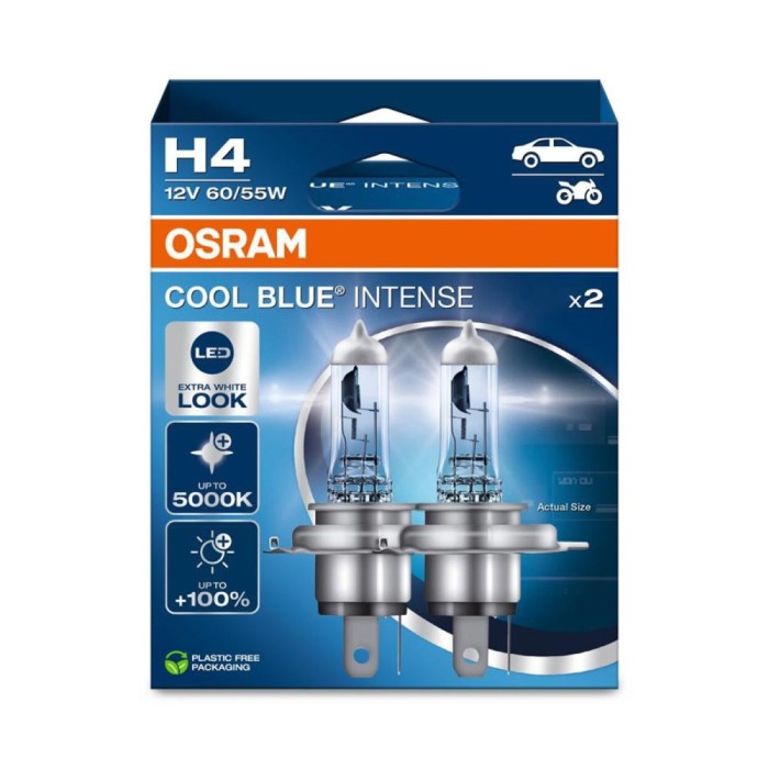 Set 2 becuri halogen H4 12V Osram Cool Blue Intense NextGen