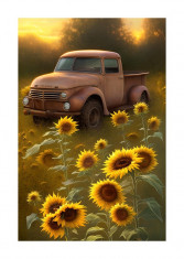Sticker decorativ, Floarea Soarelui, Galben, 85 cm, 6381ST foto