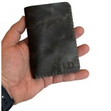 Cumpara ieftin Portofel, personalizabil, din piele naturala, Jack M, Gri antichizat, Elyk Creation
